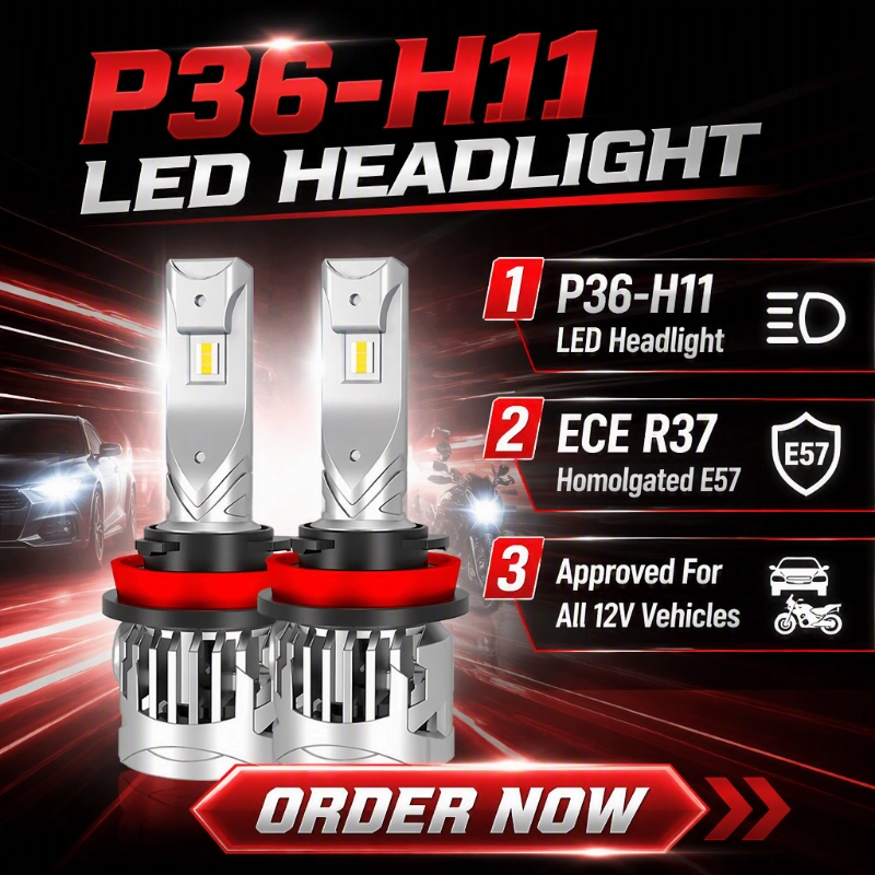 Luxfighter が ECE R37 認定 P36 H11 LED ヘッドライト バルブを発売